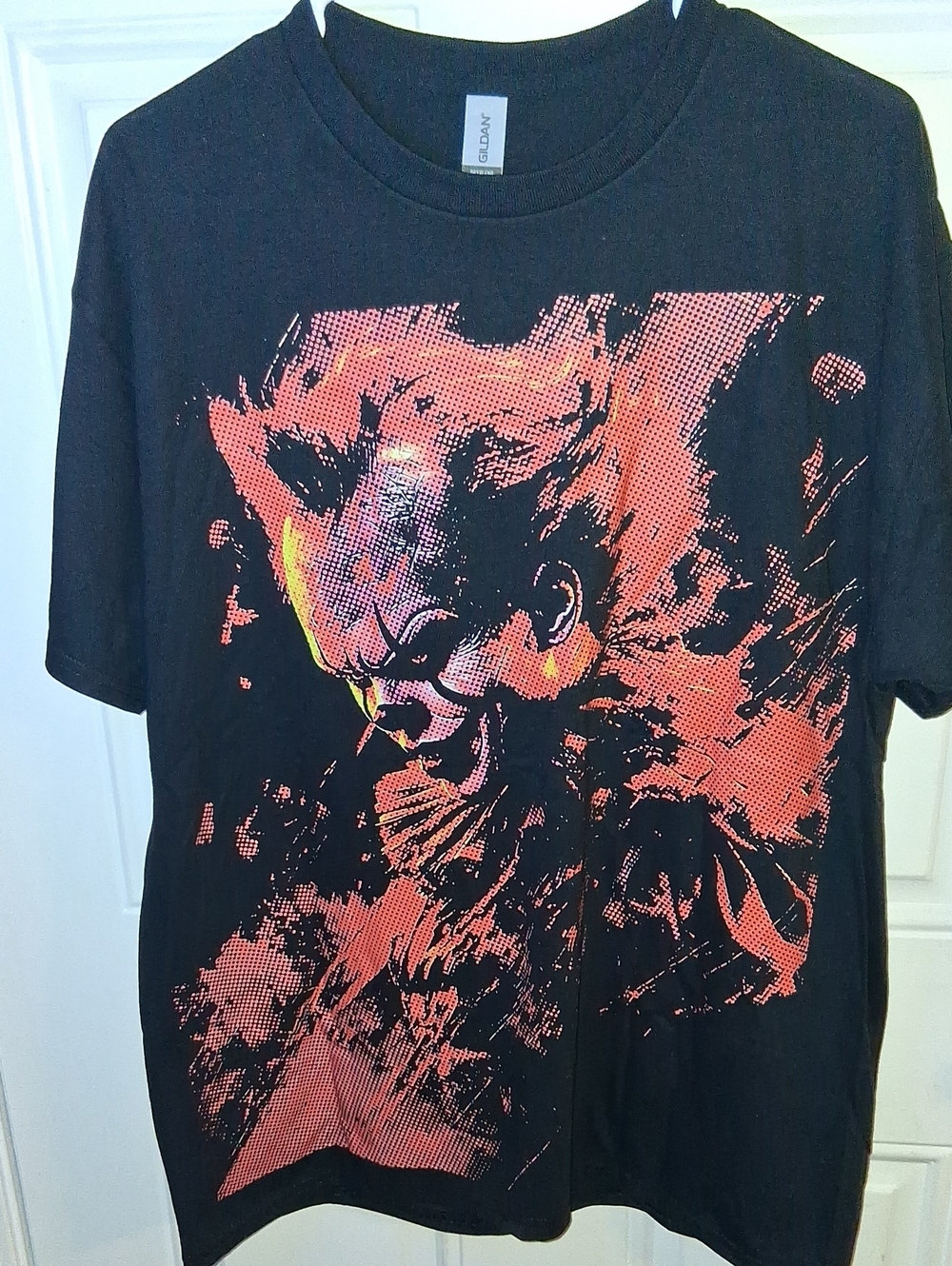 Custom Made Gildan Pennywise Black Tee with Neon Orange & Yellow Graphic